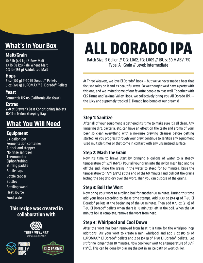 All Dorado IPA Homebrewing Recipe 1